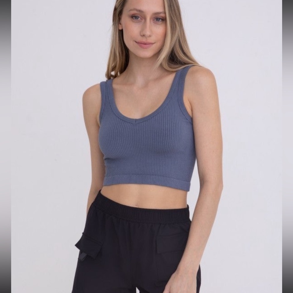 Mono B olive ribbed bralette/tank M